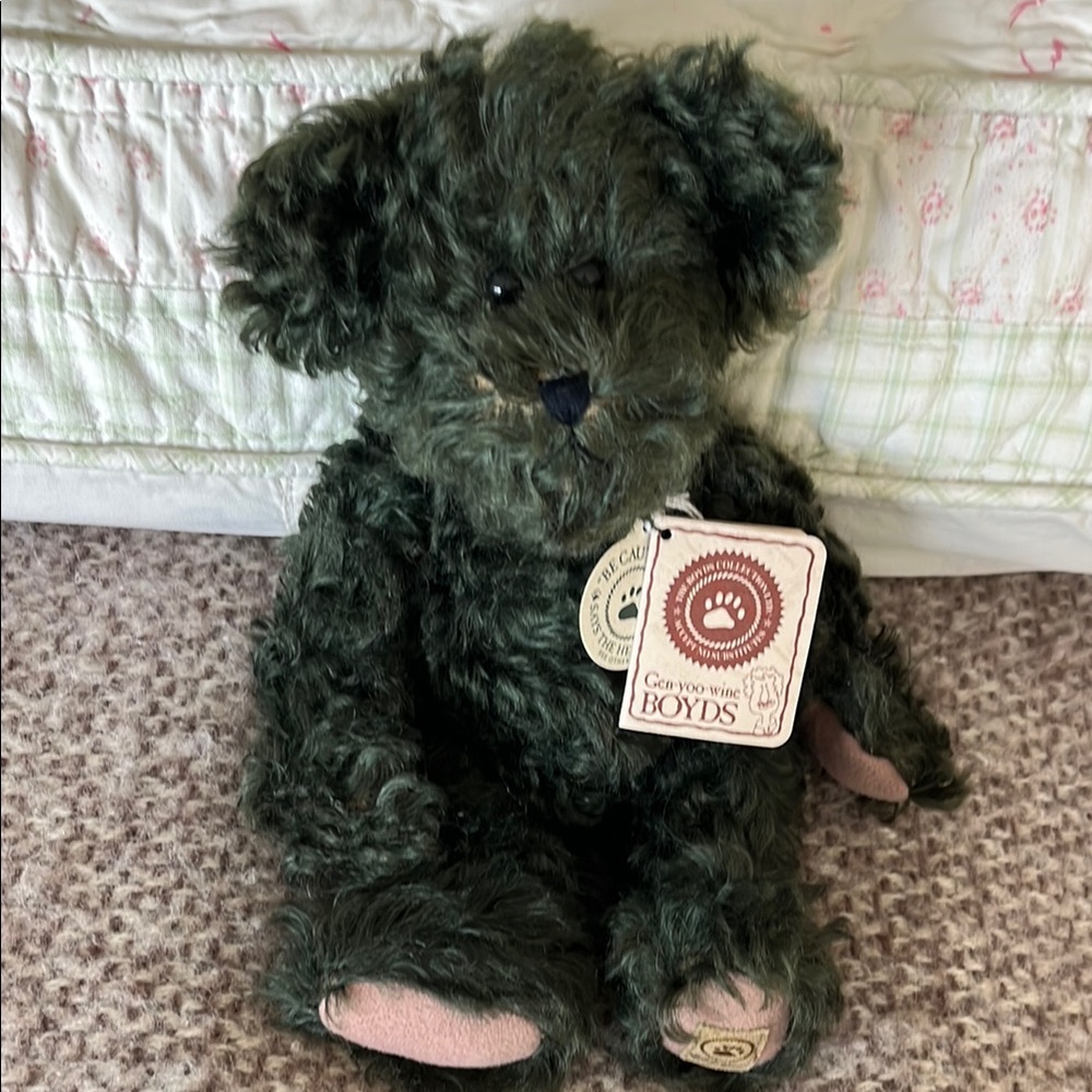 Boyds Green Mohair Teddy Bear